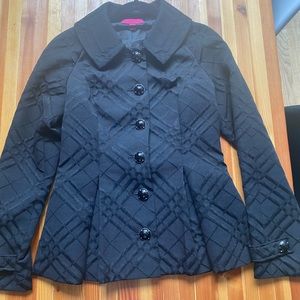 Betsey Johnson Pleated, Fiited Black Jacket w Beautiful Buttons | Size 10